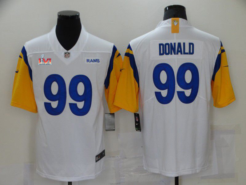 2022 Super Bowl Men Los Angeles Rams #99 Donald White Vapor Untouchable Limited Player 2021 Nike NFL Jersey